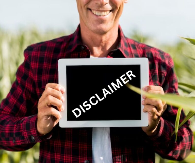 A MAN SHOWING BOARD OF DISCLAIMER